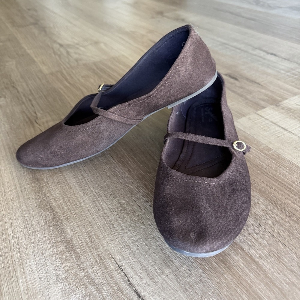 Seychelles Mary Jane Flats Brown Women's Size 11 Buckle Accent Blended Fabric